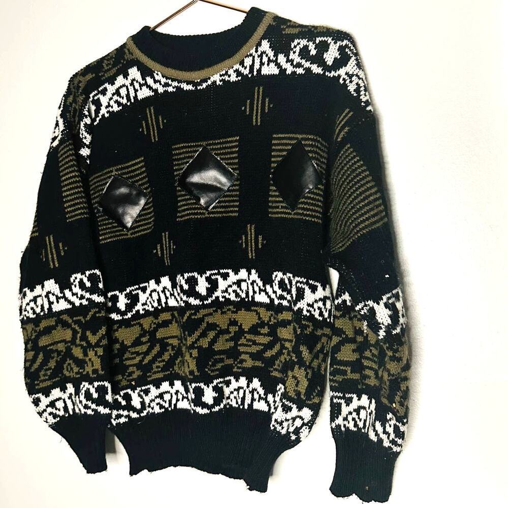 Vintage French Toast Black Grey Boys Longsleeve Grandpa Crewneck Sweater Size 16